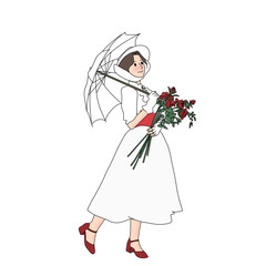 girl with a bouquet of flowers