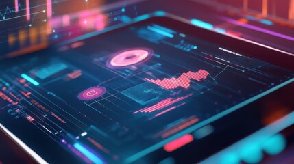 Modern Digital Tablet with Futuristic Interface Design