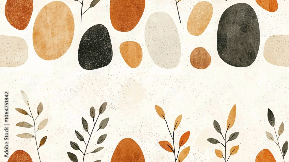 Poster abstract seamless print design with natural elements