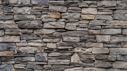 Obraz premium Stone wall texture with a rugged, textured surface and varied stone sizes in earthy, neutral tones