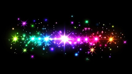 Colorful Sparkle Background with Glowing Stars