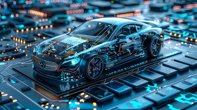 Futuristic Autonomous Car on Circuit Board