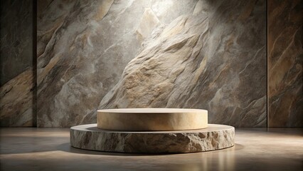 Luxurious rock stone podium for showcasing products in sophisticated designs, luxury, rock, stone, pedestal
