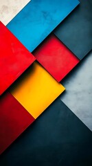 Geometric abstract phone wallpaper with bold shapes, vibrant colors of red, blue, and yellow, modern and dynamic composition