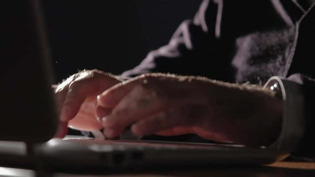 Shadow laptop open man typing