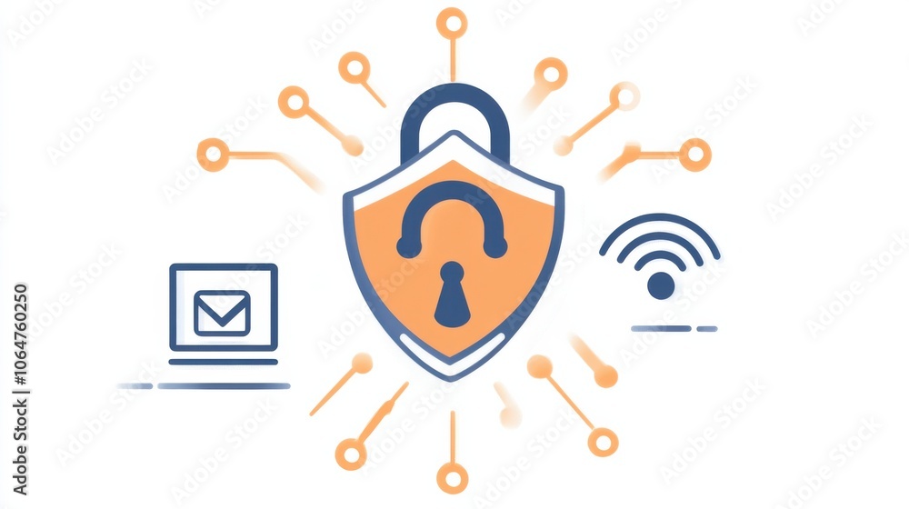 Aufkleber digital security concept with shield and lock symbol