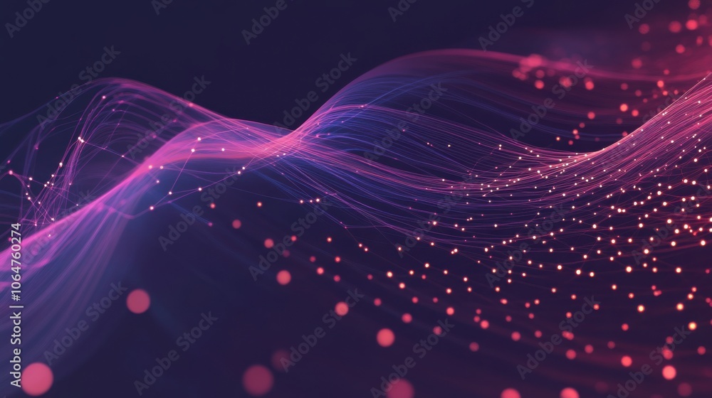 Poster abstract colorful wave design with light particles