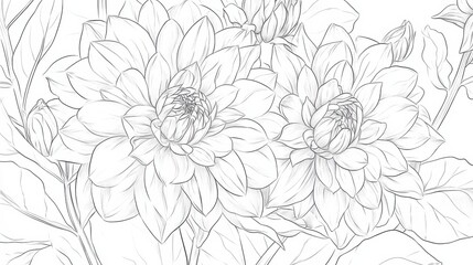 Delicate Floral Line Art Design for Coloring Books