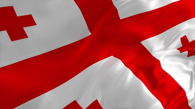 Georgia flag waving Seamless silk flag 3d animation slow motion Looping