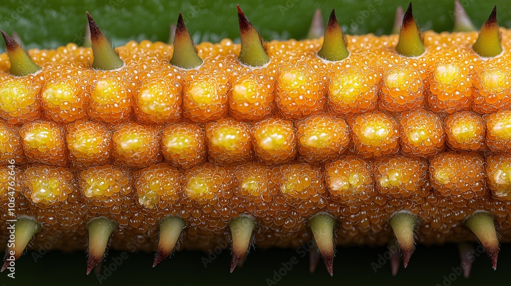 Poster close-up of cactus with sharp spines and texture