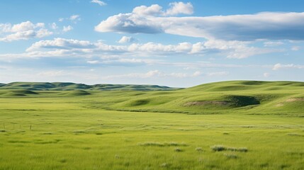 Fototapeta premium Wide prairie view showcasing rolling hills and expansive tall grass