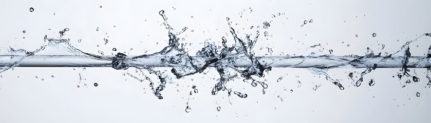 Water Splashes and Bubbles from a Horizontal Line