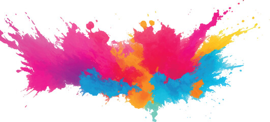 Bright colorful watercolor splash splatter stain brush strokes on white background. Modern vibrant aquarelle spot. Aquarelle explosion on white. Element. Vector watercolor illustration isolated design