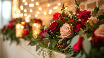 Elegant Rose Arrangement with Ambient Lighting