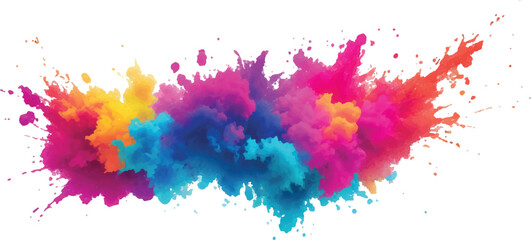 Bright colorful watercolor splash splatter stain brush strokes on white background. Modern vibrant aquarelle spot. Aquarelle explosion on white. Element. Vector watercolor illustration isolated design