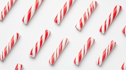 Obraz premium Candy cane stick with festive red and white stripes, isolated on a clean white background