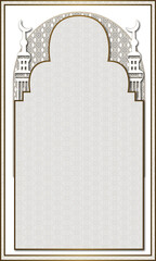 mosque door and window. Muslim islamic prayer mat for prayer. Suitable for greeting card and textile print.