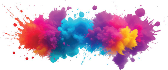 Bright colorful watercolor splash splatter stain brush strokes on white background. Modern vibrant aquarelle spot. Aquarelle explosion on white. Element. Vector watercolor illustration isolated design