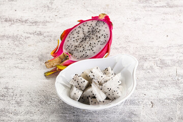 Dragon fruit Pitahaya in the bowl