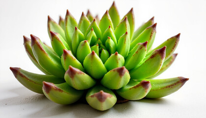 Green succulent close-up with white background