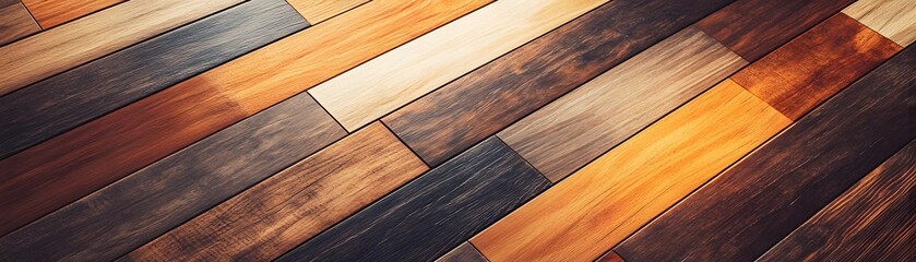 Diagonal Arrangement of Wooden Planks in Warm Tones