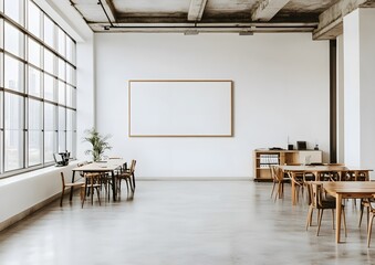 Minimalist Modern Office Interior with a Large Blank Canvas