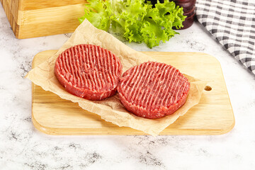 Raw beef  burger cutlet for grill