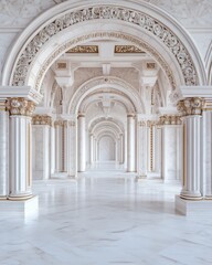 Beautiful white marble archway in a serene garden, inviting tranquility and elegance into the landscape.
