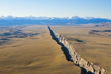 Aerial view of the majestic rift valley in a remote mountain landscape during daylight showcasing geological features and vast terrain