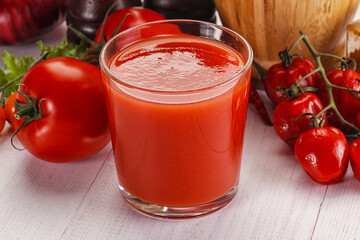 Fresh Tomato juice in the glass