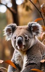 Fototapeta premium close-up of a koala in an autumn forest
