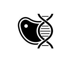 GMO Food, Genetic Modified Meat Solid Flat Vector Icon Isolated on White Background.