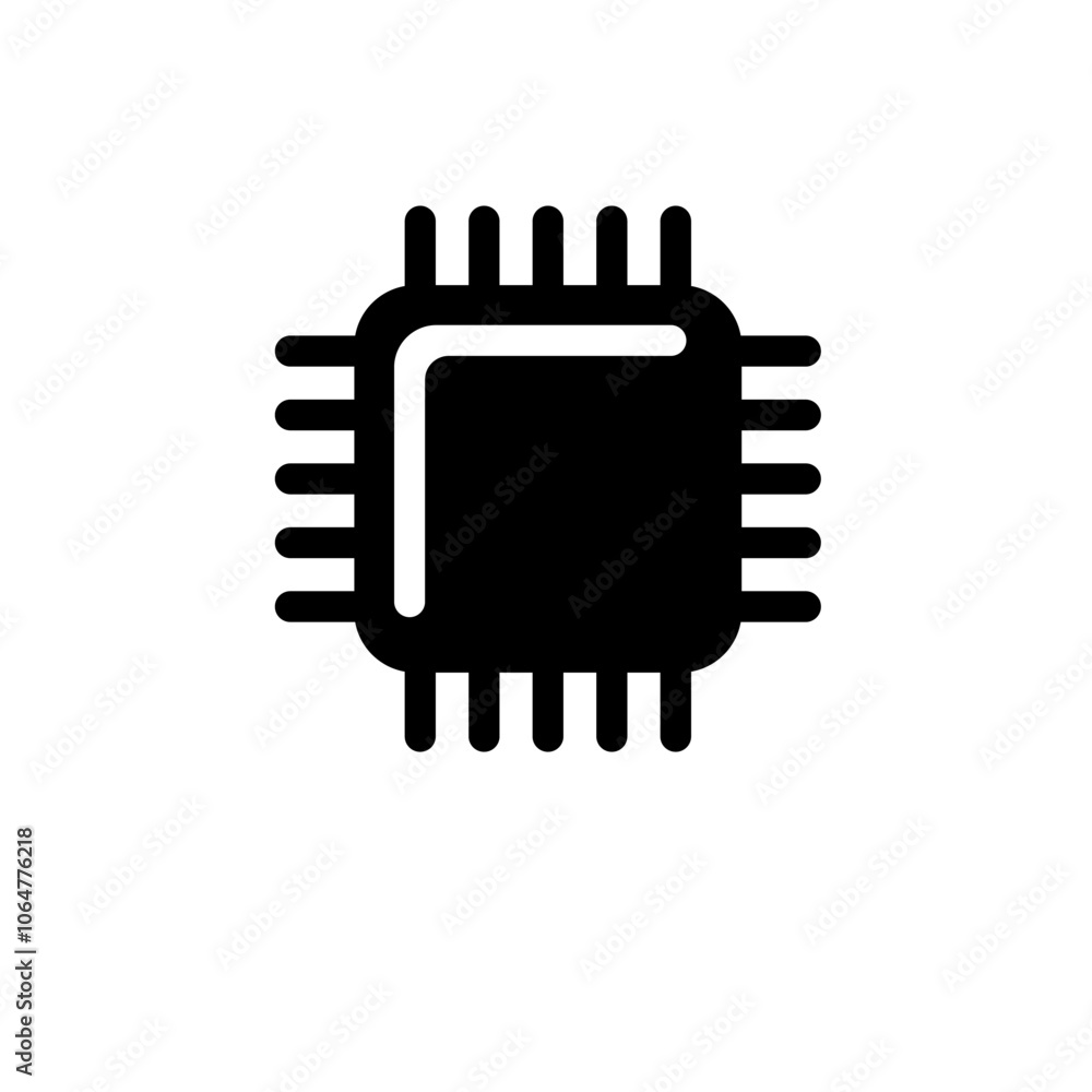 Poster cpu chip, central processing unit solid flat vector icon isolated on white background.