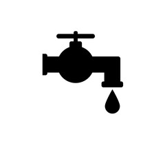 Kitchen Faucet, Water Tap Solid Flat Vector Icon Isolated on White Background.