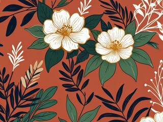 Floral Frame pattern with Gold Accents