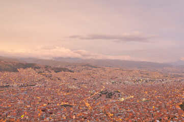 Night view of the Bolivian city of La Paz