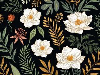 Floral Frame pattern with Gold Accents