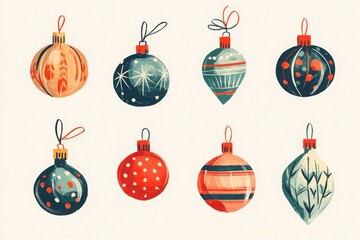 Charming and simple holiday decorations illustrations of festive ornaments to brighten your seasonal celebrations