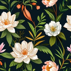 Floral Frame pattern with Gold Accents