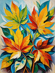 Fototapeta premium Botanical pattern for printing on wall decorations, covers. Artistic brush strokes.