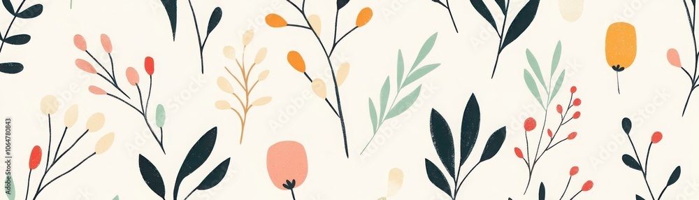 Aufkleber charming seamless pattern featuring modern botanical elements for trendy design projects