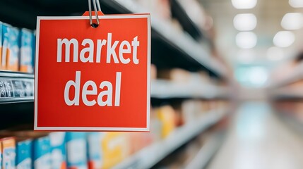 Attention Shoppers! Discover Exciting Market Deals with This Eye-Catching Promotional Signage. Value and Price Concept