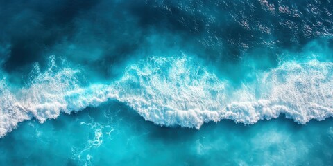 Obraz premium surface waves on the beach, Blue sea surface, water wave surface, blue water wave, top view 