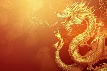 Obraz premium chinese golden dragon gold luxury color tone for background with generative ai
