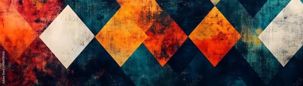 Poster abstract geometric pattern with distressed texture