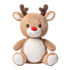 Reindeer plush toy for National Reindeer Day, isolated on solid white background, , transparent background