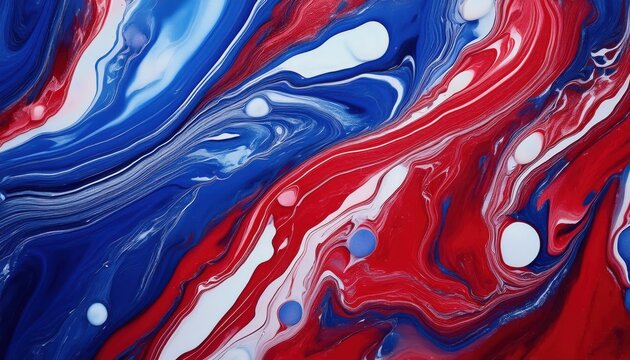 Mesmerizing Marble Swirl of Patriotic Red, White, and Blue Tones. Flowing Abstract Artwork Emulating American Flag Colors. National Holiday Designs and Celebrations. Fourth of July, Veterans Day