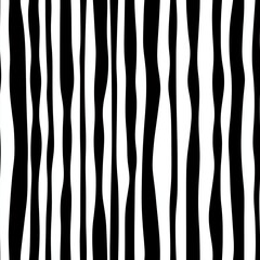 Wavy black and white abstract geometric pattern with vertical lines creating a visually striking optical illusion effect