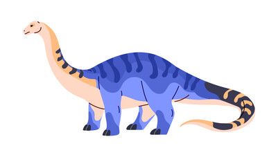 Brontosaurus, apatosaurus, diplodocus. Ancient animal of Jurassic era. Big dinosaur with long neck. Giant herbivorous dino. Paleontology. Flat isolated vector illustration on white background