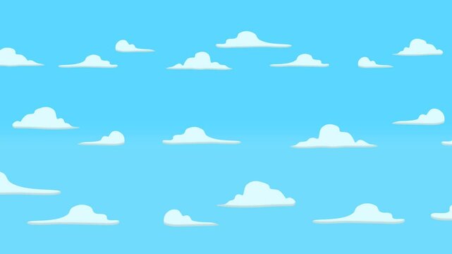 A blue sky with many clouds. Cartoon Clouds blue background